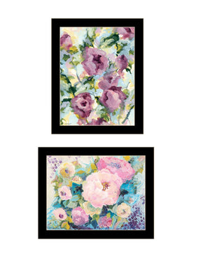 HomeRoots Set of Two Stunning Abstract Floral Prints in Black Frames – Modern Wall Art for Elegant Décor 568572