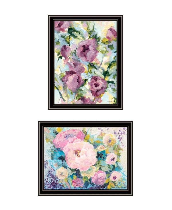 HomeRoots Set of Two Abstract Floral Black Framed Wall Art - Chic Modern Decor for Living Room or Office 568573