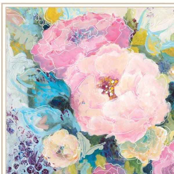 HomeRoots Set of Two Abstract Floral Prints in White Frames - Vibrant, Modern Wall Art for Home Decor 568574