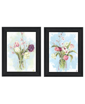 HomeRoots Set of Two "Flowers from the Farm" Black Framed Prints - Rustic Charm for Modern Home Decor 568575