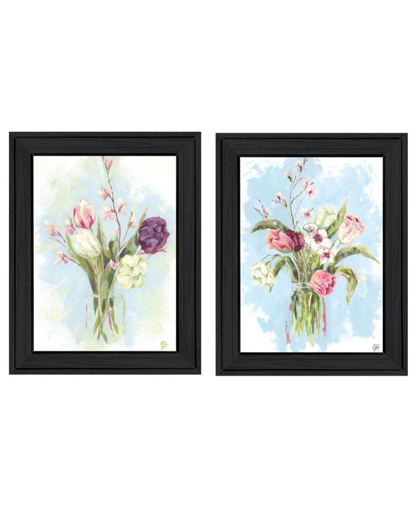 HomeRoots Set of Two "Flowers from the Farm" Black Framed Prints - Rustic Charm for Modern Home Decor 568575