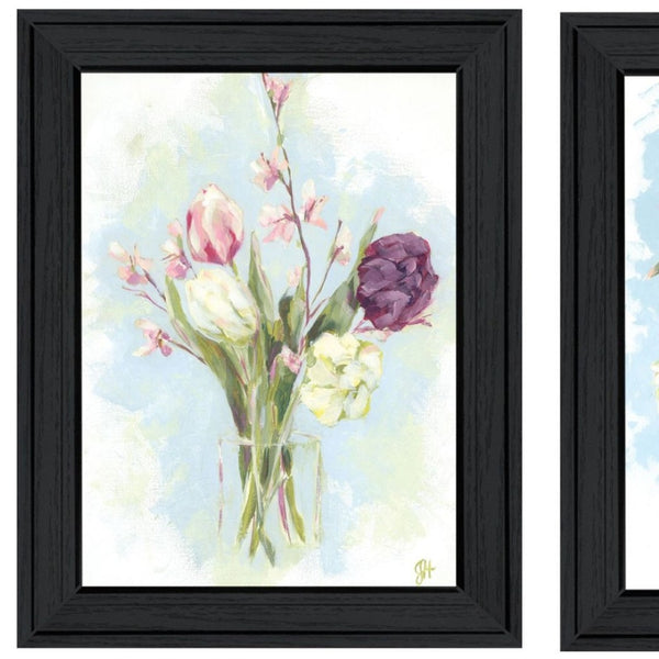 HomeRoots Set of Two "Flowers from the Farm" Black Framed Prints - Rustic Charm for Modern Home Decor 568575