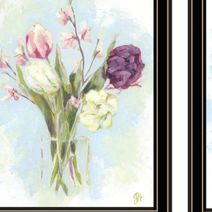 HomeRoots Set of Two Floral Prints in Black Frames - Country Charm Wall Art for Home Décor & Styling 568577