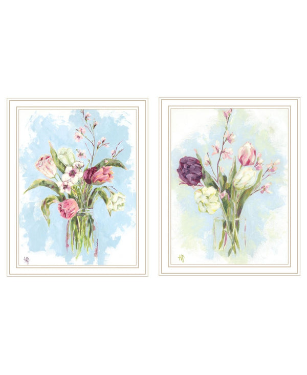HomeRoots Set of Two "Flowers from the Farm" Framed Wall Art - Rustic Chic Prints for Home Décor Elegance 568578