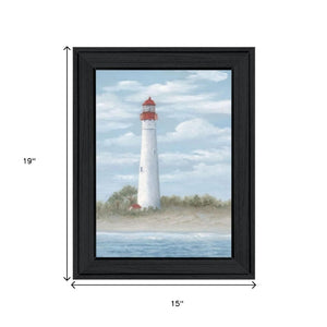 HomeRoots Set of Two Coastal Cape May Lighthouse & Palm Tree Framed Wall Art - Beachy Home Decor Prints 568579