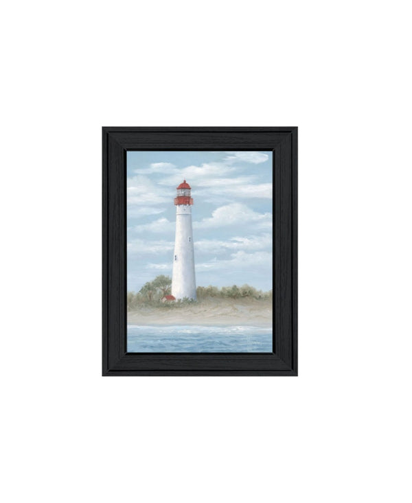 HomeRoots Set of Two Coastal Cape May Lighthouse & Palm Tree Framed Wall Art - Beachy Home Decor Prints 568579
