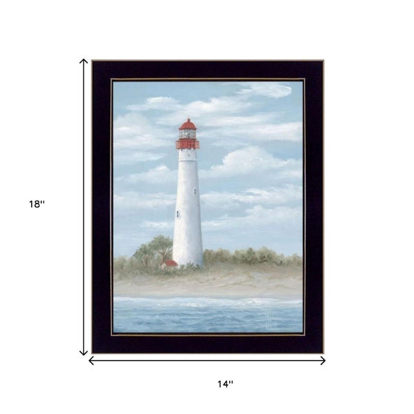 HomeRoots Set of Two Coastal Cape May Lighthouse & Palm Trees Framed Wall Art - Stylish Beach Decor 568580