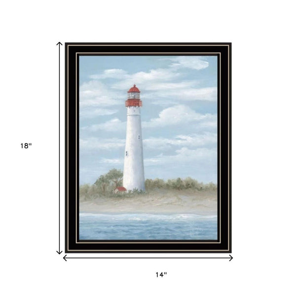 HomeRoots Set of Two Coastal Cape May Lighthouse and Palm Trees Framed Art for Breezy Home Décor Vibe 568581