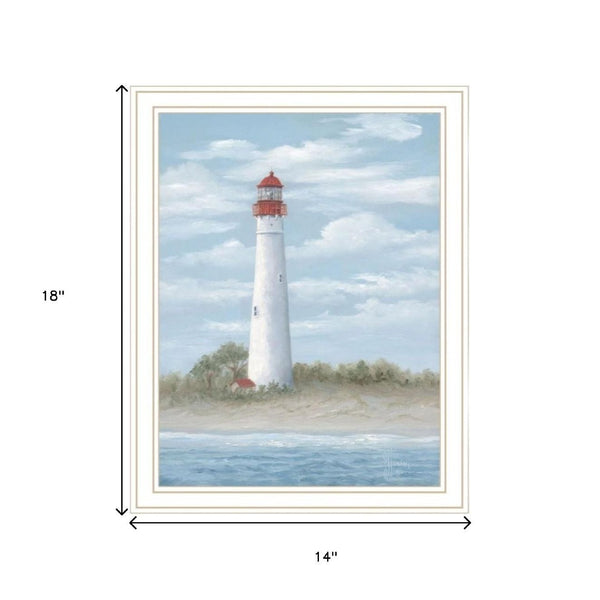 HomeRoots Set of Two Coastal Cape May Lighthouse and Palm Trees Framed Wall Art for Beachy Home Decor 568582