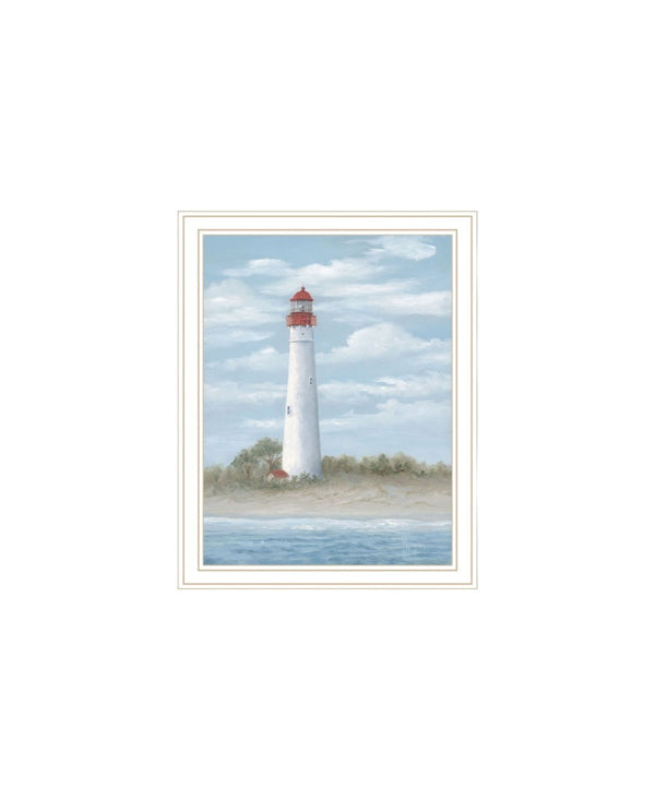 HomeRoots Set of Two Coastal Cape May Lighthouse and Palm Trees Framed Wall Art for Beachy Home Decor 568582