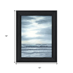 HomeRoots Set of Two "The Ocean Blue - High Tide at Sunset" Elegant Black Framed Coastal Wall Art Prints 568583