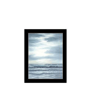 HomeRoots Set of Two "The Ocean Blue - High Tide at Sunset" Framed Wall Art for Coastal-Inspired Décor 568584
