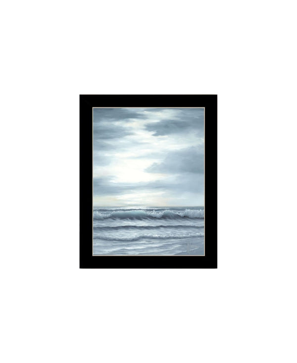 HomeRoots Set of Two "The Ocean Blue - High Tide at Sunset" Framed Wall Art for Coastal-Inspired Décor 568584