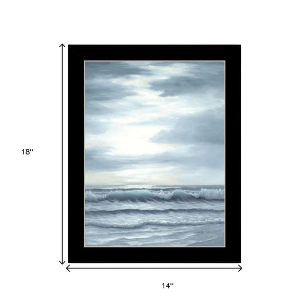 HomeRoots Set of Two "The Ocean Blue - High Tide at Sunset" Framed Wall Art for Coastal-Inspired Décor 568584