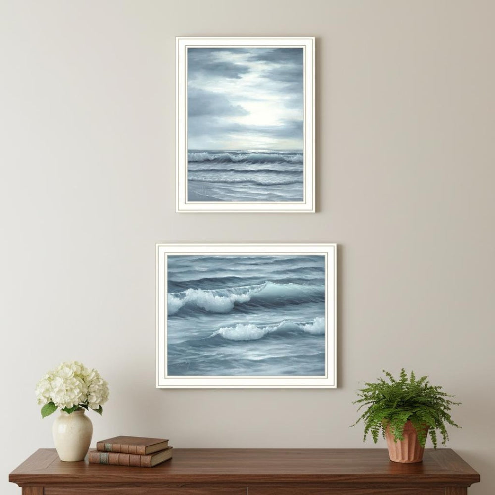 HomeRoots Set of Two Coastal Sunset Framed Art Prints - High Tide at Sunset for Elegant Home Décor 568586