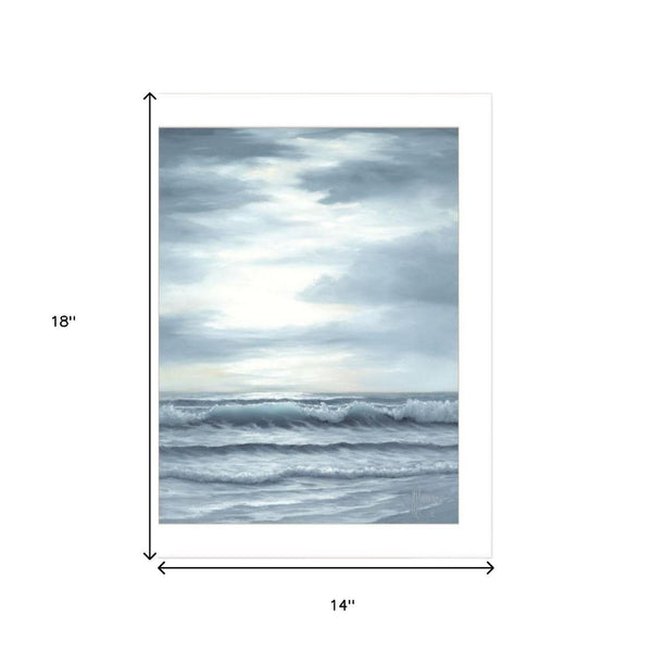 HomeRoots Set Of Two "The Ocean Blue" Framed Wall Art – Serene Sunset Coastal Decor for Modern Spaces 568587