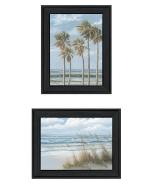 HomeRoots Set of Two Coastal Framed Art Prints - "Ocean Breeze, Palm Trees & Sea Oats" - Elegant Decor 568588