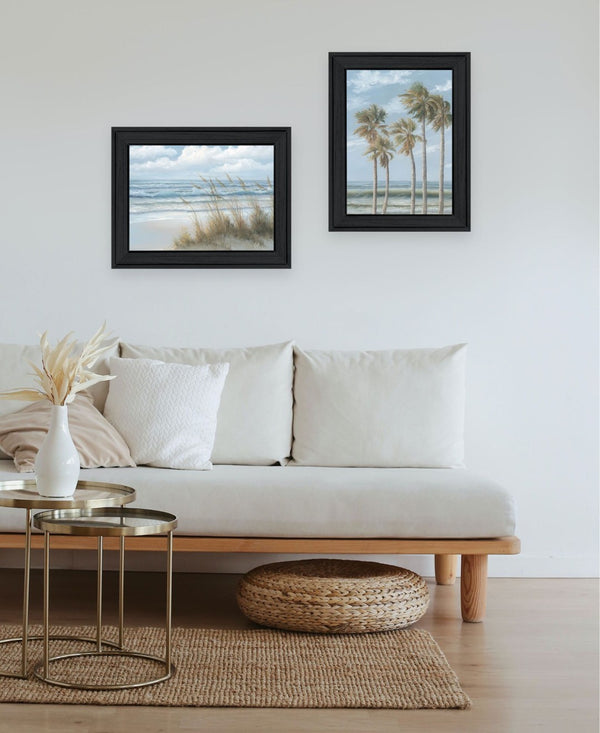 HomeRoots Set of Two Coastal Framed Art Prints - "Ocean Breeze, Palm Trees & Sea Oats" - Elegant Decor 568588