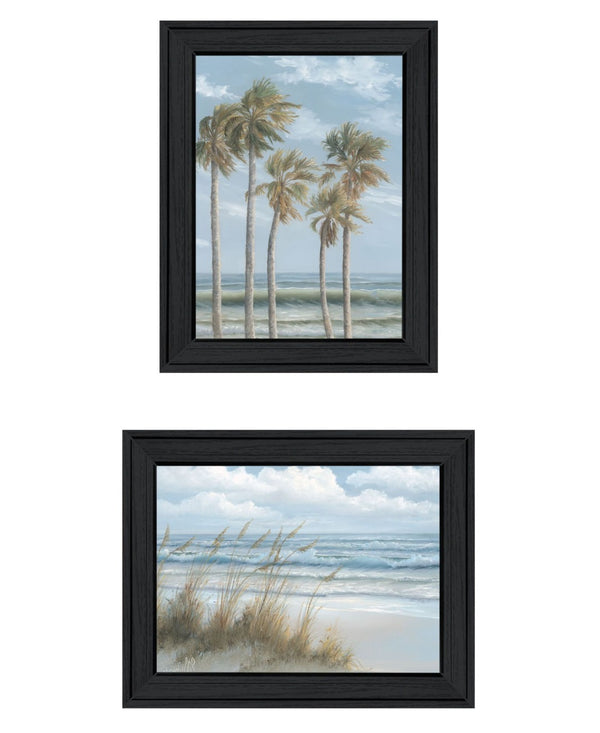 HomeRoots Set of Two Coastal Framed Art Prints - "Ocean Breeze, Palm Trees & Sea Oats" - Elegant Decor 568588