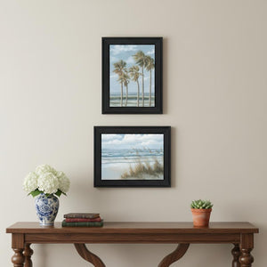 HomeRoots Set of Two Coastal Framed Art Prints - "Ocean Breeze, Palm Trees & Sea Oats" - Elegant Decor 568588
