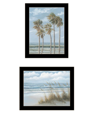 HomeRoots Set of Two Coastal-Inspired Framed Prints Featuring Palm Trees & Sea Oats - Perfect Beach Decor! 568589