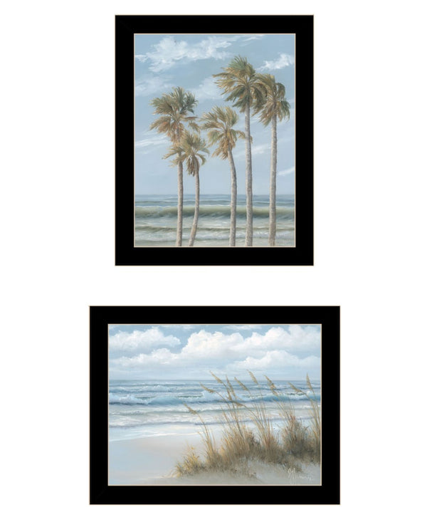 HomeRoots Set of Two Coastal-Inspired Framed Prints Featuring Palm Trees & Sea Oats - Perfect Beach Decor! 568589