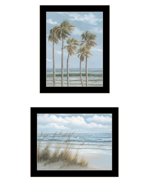 HomeRoots Set of Two Coastal-Inspired Framed Prints Featuring Palm Trees & Sea Oats - Perfect Beach Decor! 568589