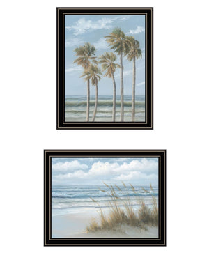 HomeRoots Set of Two Framed Prints - Coastal Palm Trees and Sea Oats Artwork for Elegant Home Décor 568590
