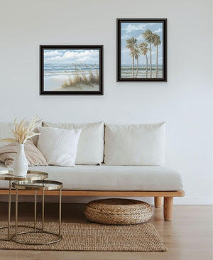 HomeRoots Set of Two Framed Prints - Coastal Palm Trees and Sea Oats Artwork for Elegant Home Décor 568590