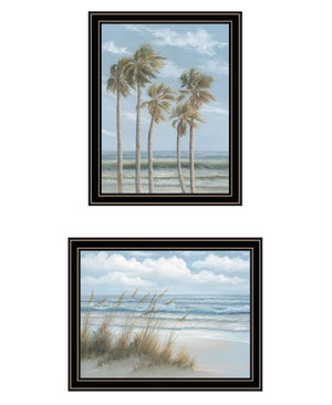 HomeRoots Set of Two Framed Prints - Coastal Palm Trees and Sea Oats Artwork for Elegant Home Décor 568590