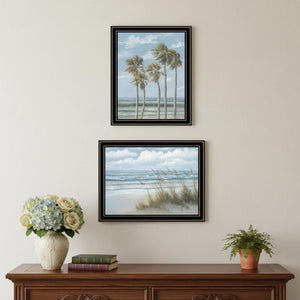 HomeRoots Set of Two Framed Prints - Coastal Palm Trees and Sea Oats Artwork for Elegant Home Décor 568590