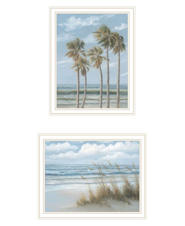 HomeRoots Set of Two Elegant Coastal Wall Art Prints – Framed Palm Trees & Sea Oats for Breezy Decor 568591