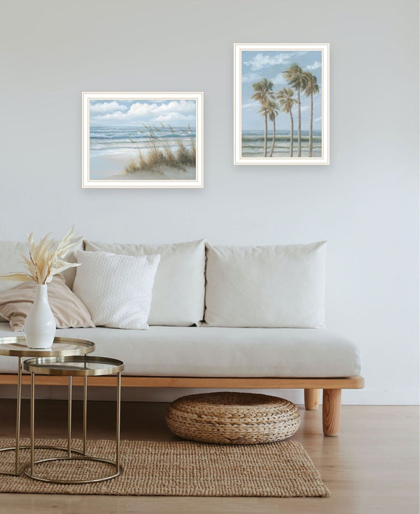 HomeRoots Set of Two Elegant Coastal Wall Art Prints – Framed Palm Trees & Sea Oats for Breezy Decor 568591