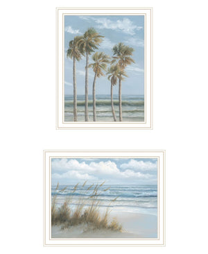 HomeRoots Set of Two Elegant Coastal Wall Art Prints – Framed Palm Trees & Sea Oats for Breezy Decor 568591