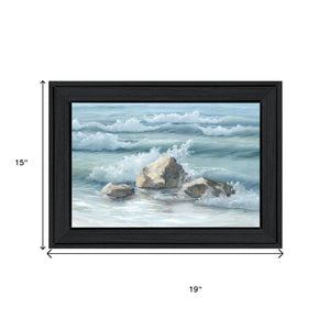 HomeRoots Set of Two Black Framed Wall Art Prints - "Steadfast in the Waves" for a Coastal Serenity Look 568592