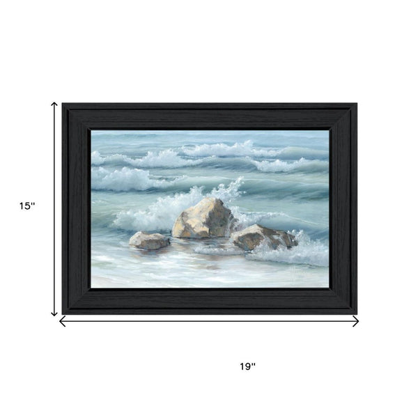 HomeRoots Set of Two Black Framed Wall Art Prints - "Steadfast in the Waves" for a Coastal Serenity Look 568592