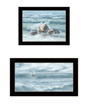 HomeRoots Set of Two Coastal-Inspired Black Framed Wall Art Prints - Modern Nautical Decor for Any Space 568593