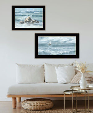 HomeRoots Set of Two Coastal-Inspired Black Framed Wall Art Prints - Modern Nautical Decor for Any Space 568593