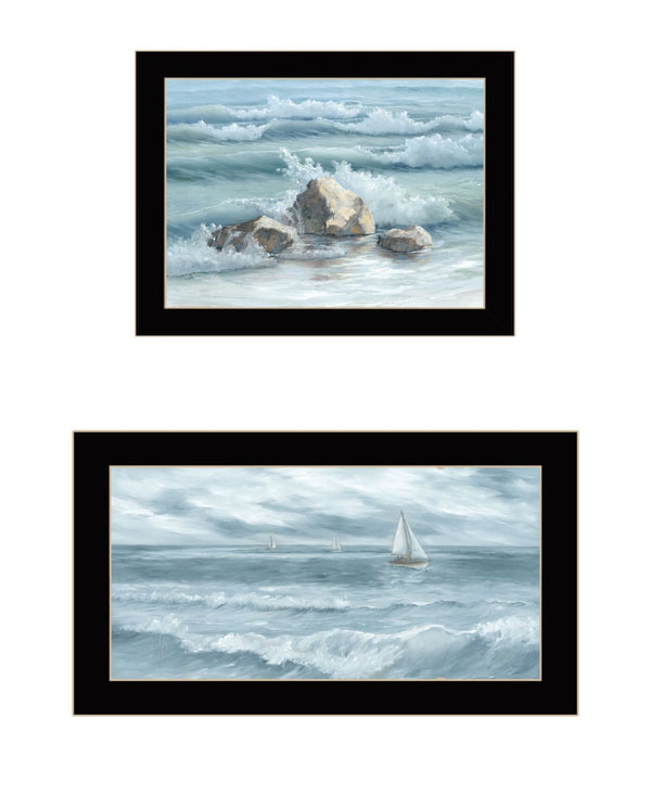 HomeRoots Set of Two Coastal-Inspired Black Framed Wall Art Prints - Modern Nautical Decor for Any Space 568593