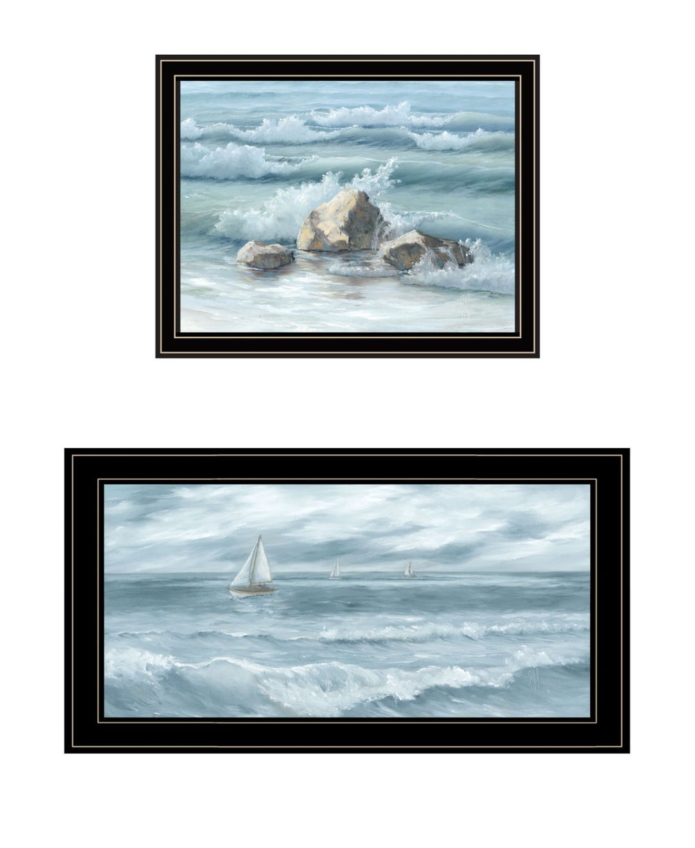 HomeRoots Set of Two Contemporary Black Framed Wall Art Prints – Elegant Home Décor for Any Space 568594