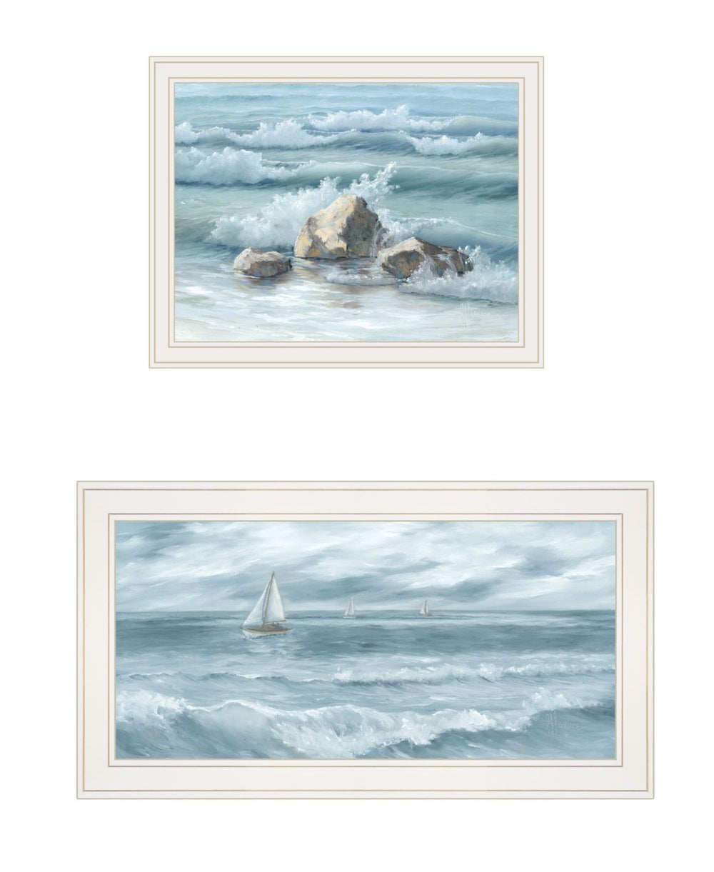 HomeRoots Set of Two Coastal-Inspired Framed Wall Art for Modern Interiors - Vibrant Prints with White Frames 568595