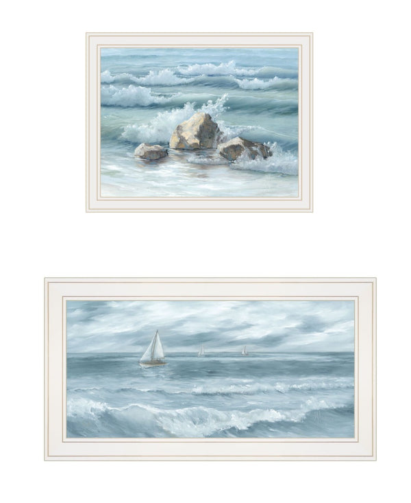 HomeRoots Set of Two Coastal-Inspired Framed Wall Art for Modern Interiors - Vibrant Prints with White Frames 568595