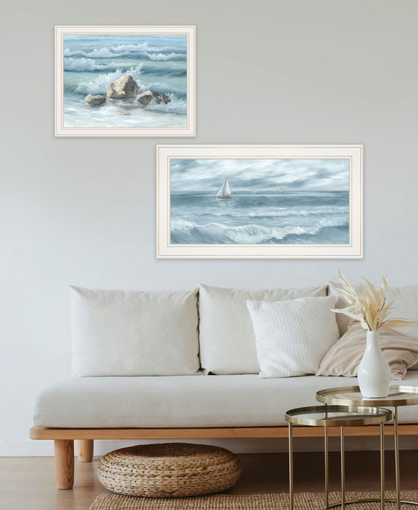 HomeRoots Set of Two Coastal-Inspired Framed Wall Art for Modern Interiors - Vibrant Prints with White Frames 568595
