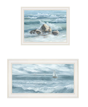 HomeRoots Set of Two Coastal-Inspired Framed Wall Art for Modern Interiors - Vibrant Prints with White Frames 568595