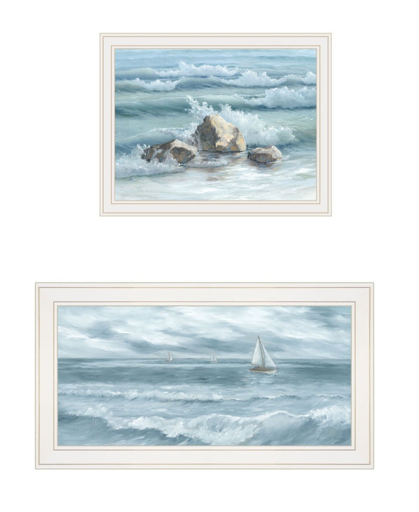 HomeRoots Set of Two Coastal-Inspired Framed Wall Art for Modern Interiors - Vibrant Prints with White Frames 568595