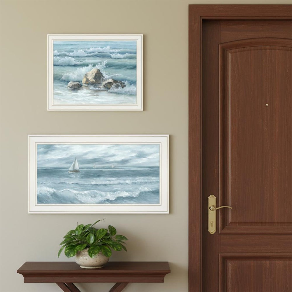 HomeRoots Set of Two Coastal-Inspired Framed Wall Art for Modern Interiors - Vibrant Prints with White Frames 568595