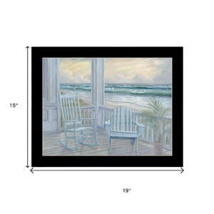 HomeRoots Set of Two Coastal Framed Wall Art Prints - Relaxing Black Frames Enhance Modern Decor Elegance 568596