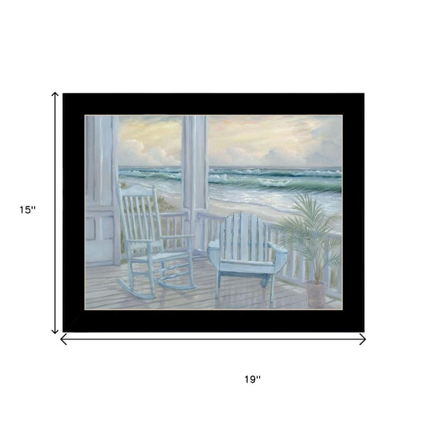HomeRoots Set of Two Coastal Framed Wall Art Prints - Relaxing Black Frames Enhance Modern Decor Elegance 568596