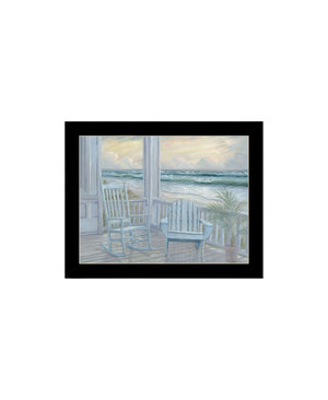 HomeRoots Set of Two Coastal Framed Wall Art Prints - Relaxing Black Frames Enhance Modern Decor Elegance 568596