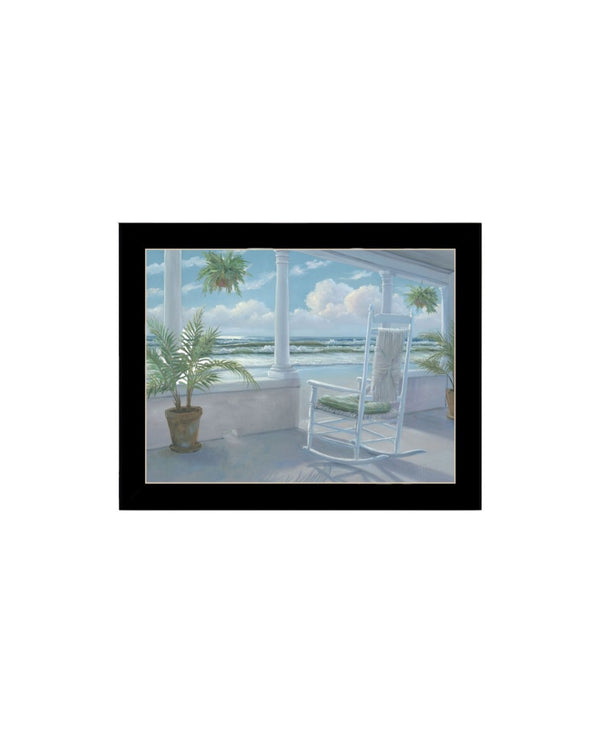 HomeRoots Set of Two Coastal Framed Wall Art Prints - Relaxing Black Frames Enhance Modern Decor Elegance 568596